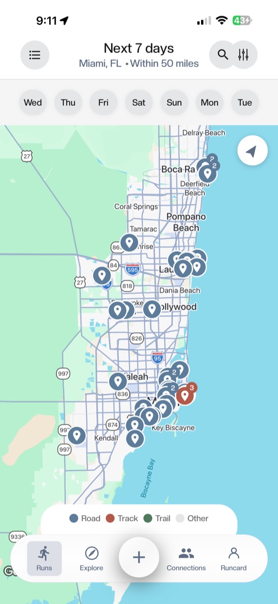 Runcards — Map view